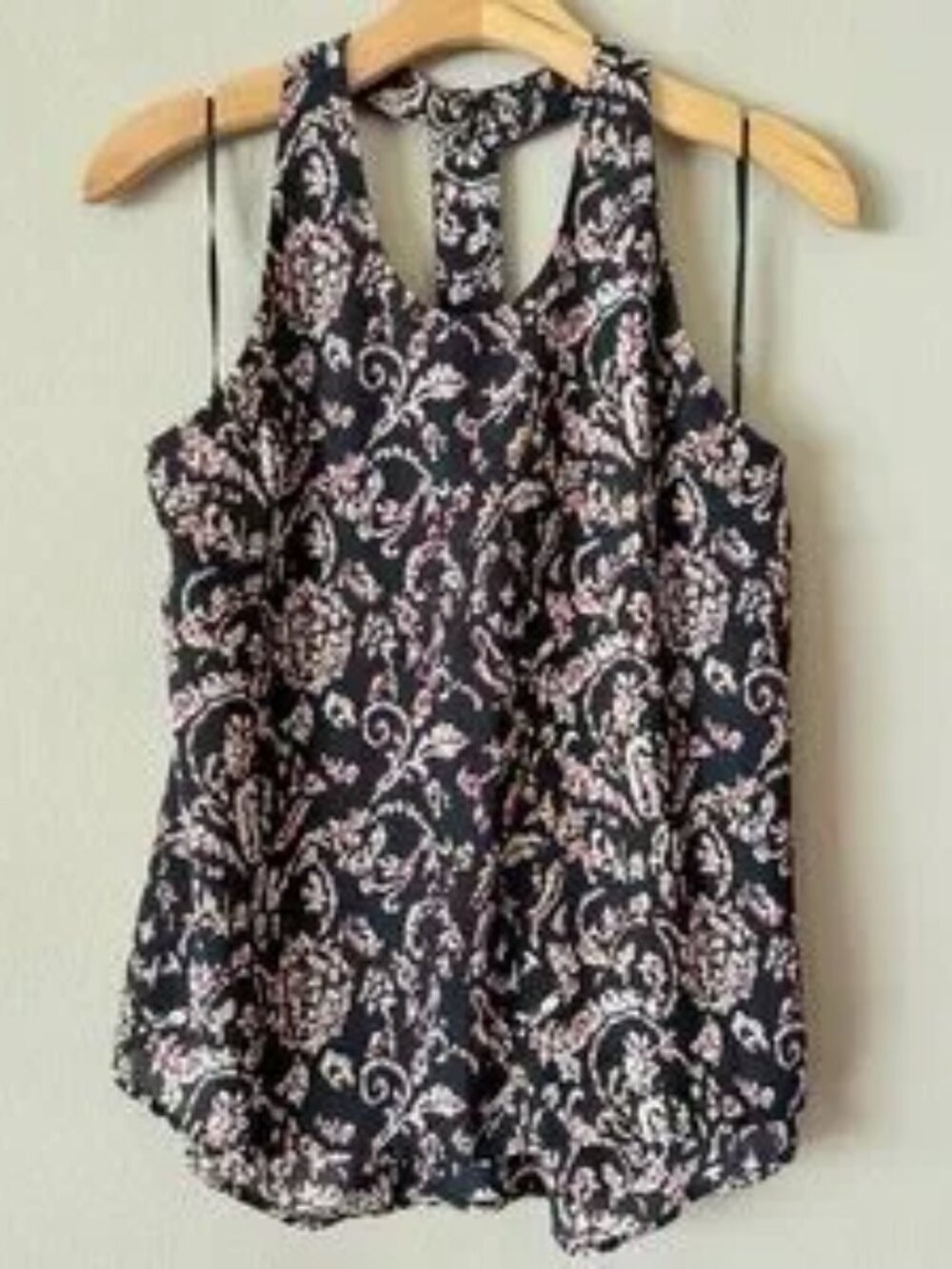 ASTR The Label Halter Beaded Floral Sleeveless Blouse Top Size M